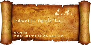 Lebovits Agnéta névjegykártya